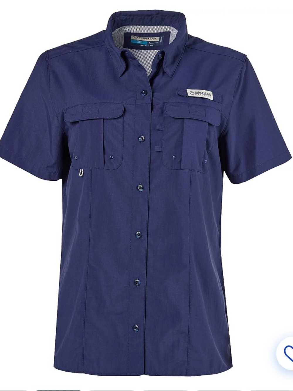 Magellan Outdoors Navy Blue Short-Sleeve Button-Down Shirt